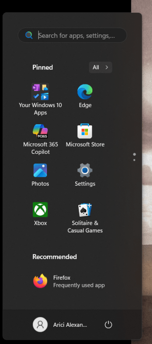 Taller Start Menu view using Windhawk customization in Windows. 