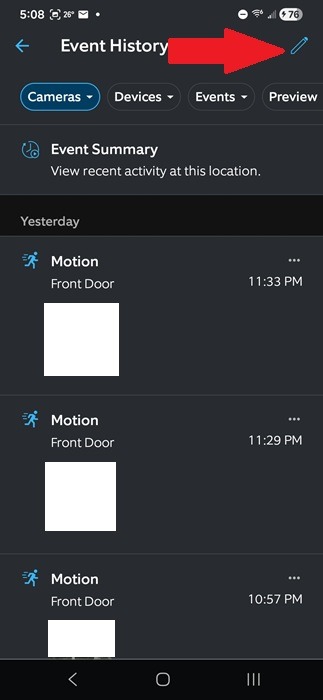 Deleting Ring video history.