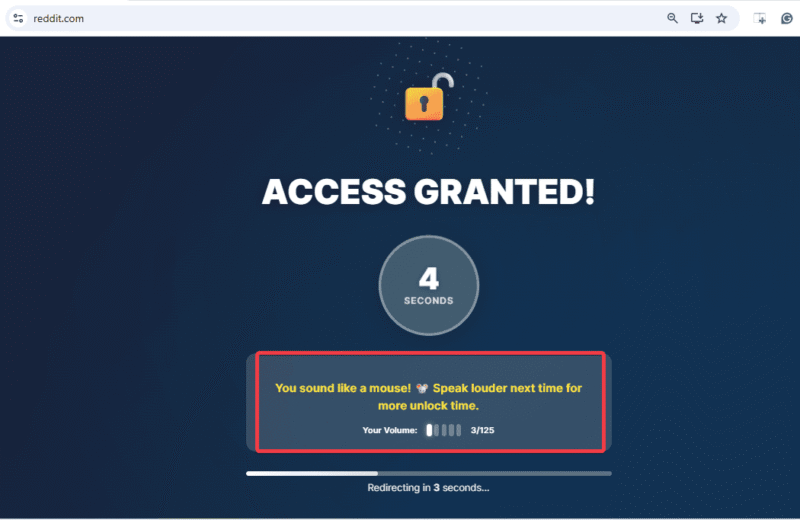 Scream Access Granted With Timer