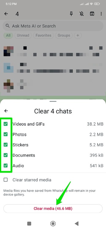 Selecting Media Type to delete