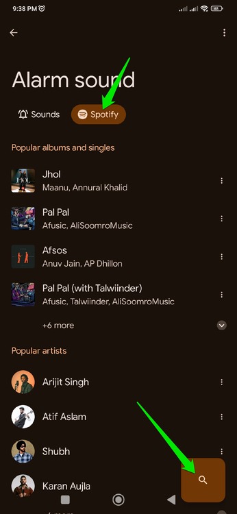 Spotify Google Clock entry