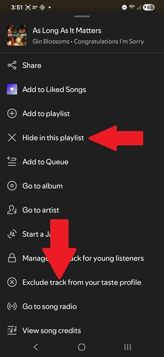 Excluding songs from playlist.