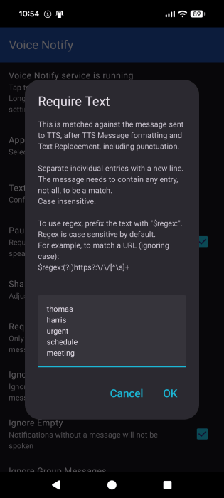 Voice Notifications List Of Terms