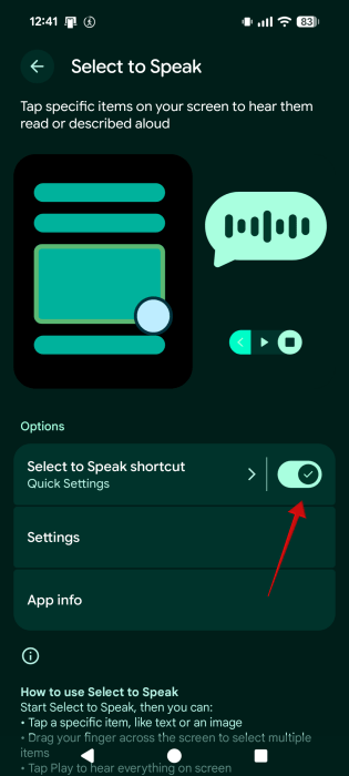 Voice Notifications Select Togge On