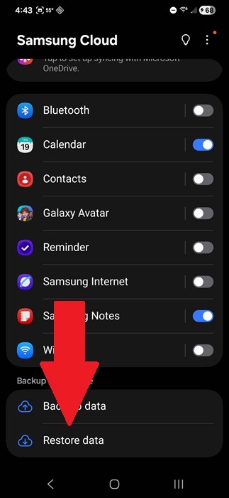 Restoring data on Samsung Galaxy.