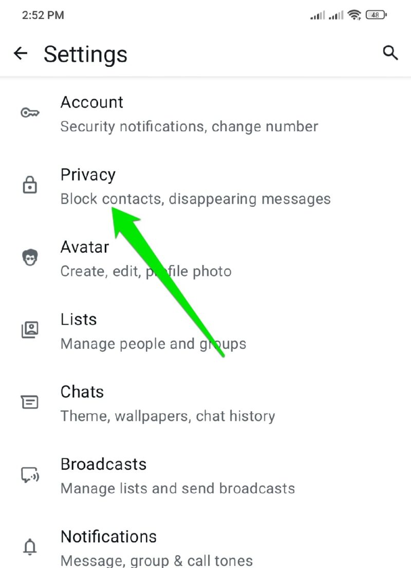 WhatsApp Settings all options