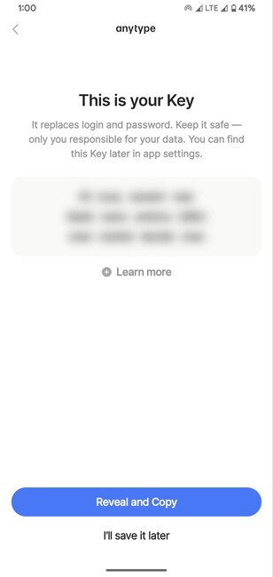 Anytype Encryption Key