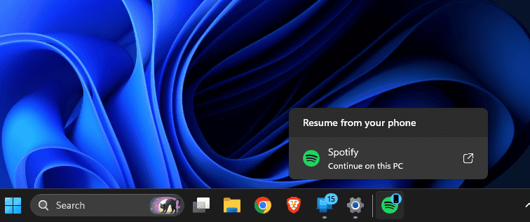 Cross Device Resume Taskbar Badge