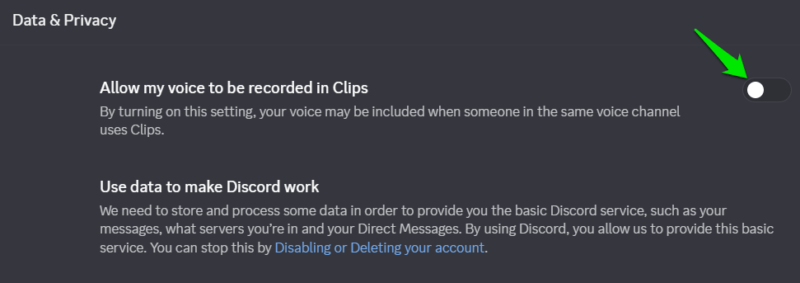 Disabling Voice Recording in Discord Clips