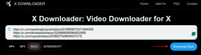 Downloading in X videos in bulk. 