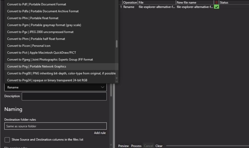 Converting files in OneCommander.