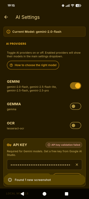 Selecting your AI model in Studio Shots app on Android. 