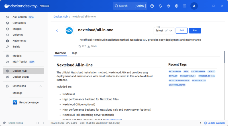 Pull Nextcloud Aio Image