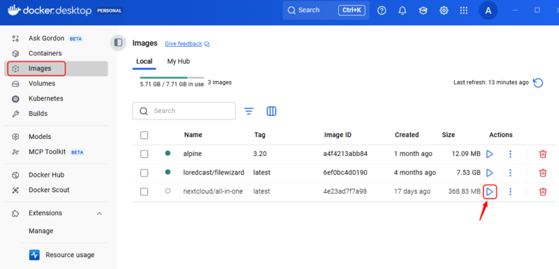 Run Nextcloud Aio Container