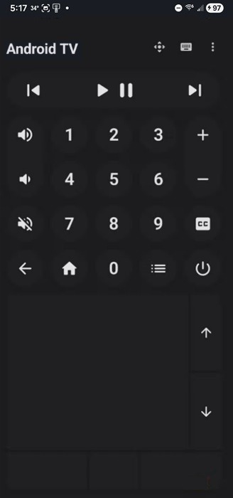 Switching to vertical touchpad in the remote app.