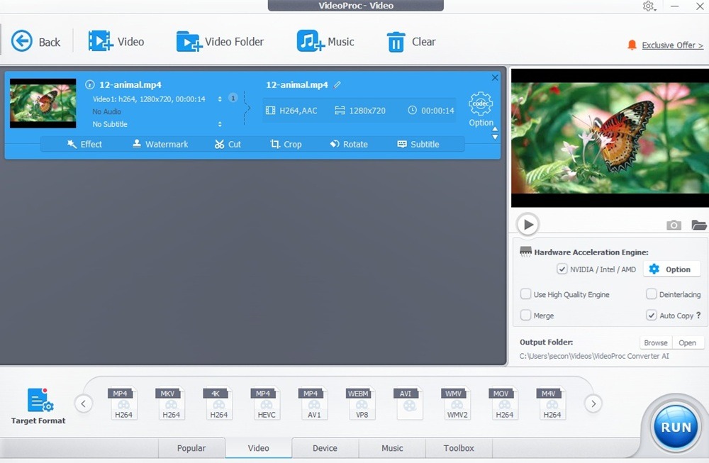 Amending a video clip file to a opposite style.