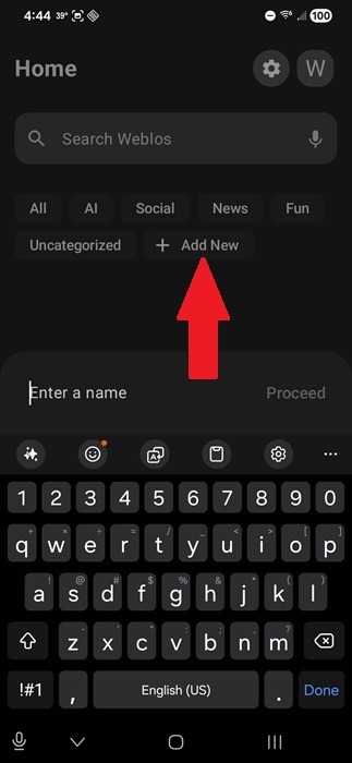 Adding a new category.