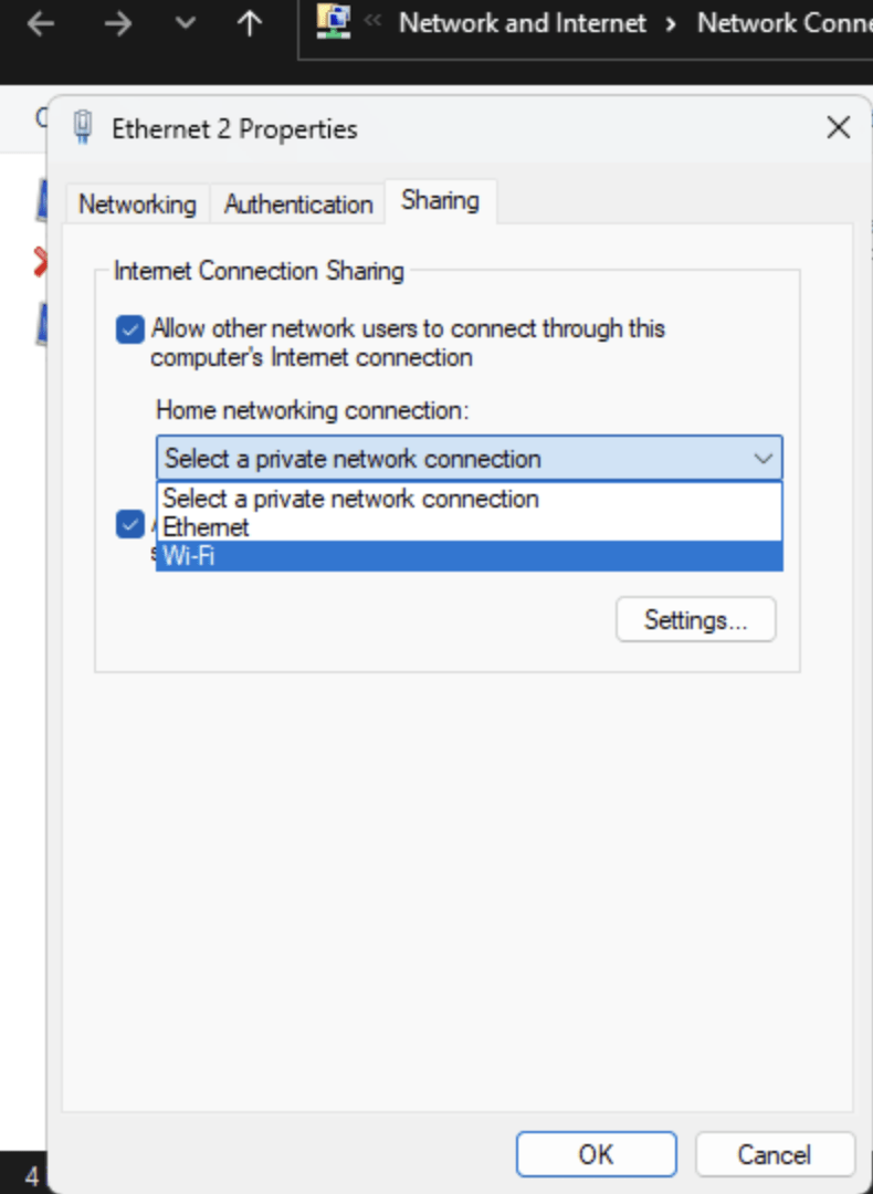 Windows Internet Connection Sharing