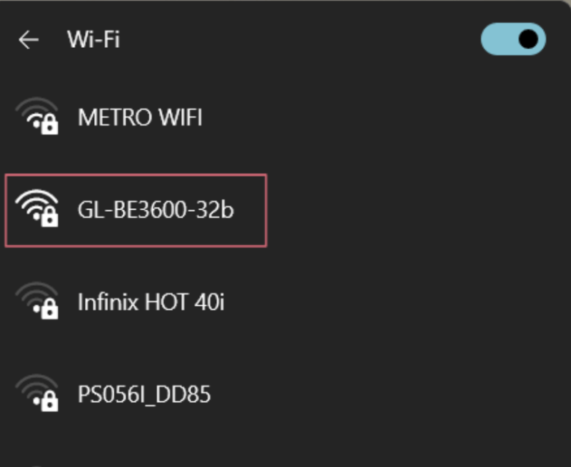 Windows Wifi List