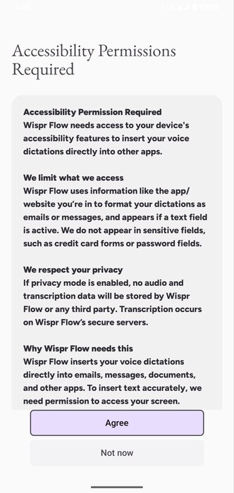 Wispr Accessibilty Permission
